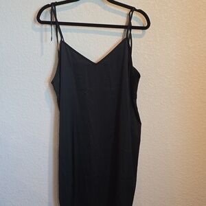 Miss to Mrs. Black Cami Slip Dress Tie Straps V-Neck Size XL